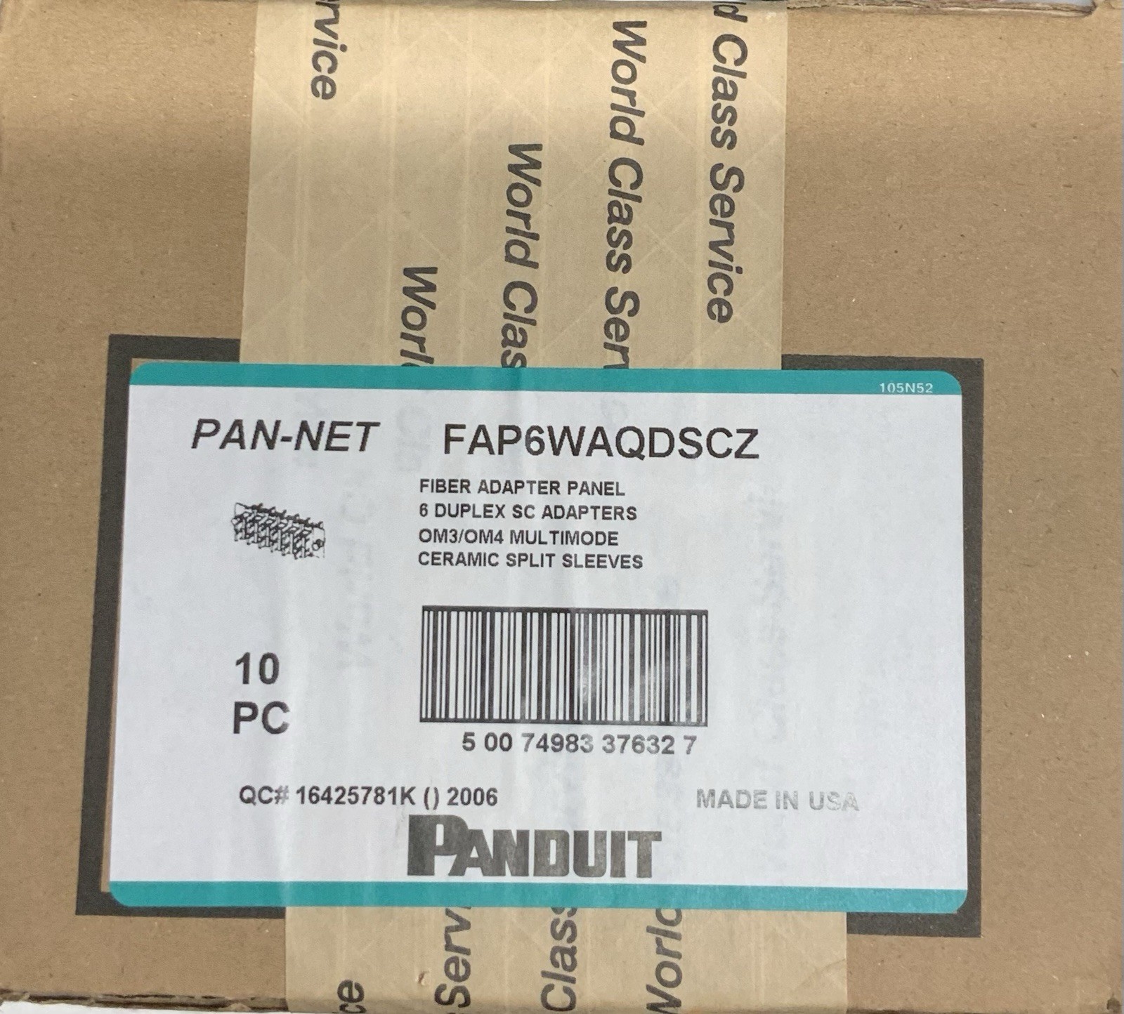 Panduit FAP6WAQDSCZ 12 PORT SC T0 SC panel Mount Pass Through Connecter