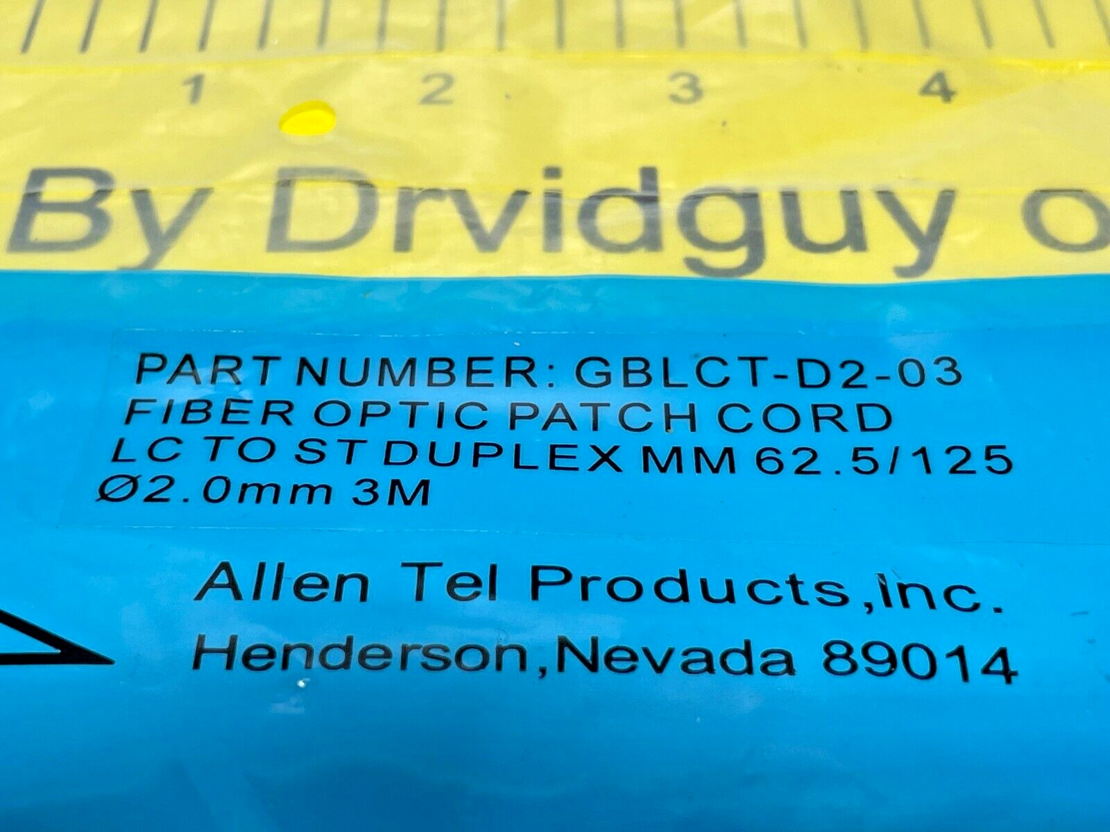 Allen Tel Products GBLCT-D2-03 Fiber Optic Patchcord; LC to ST Duplex