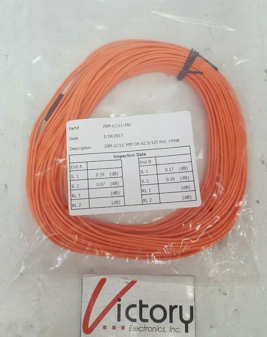 New Fiber Optical (20M-LC/LC-MD) 20M LC/LC MM DX 62.5/125 PVC OFNR
