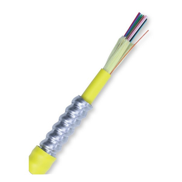 10′ AFL 12 Fiber Singlemode Armored Tight Buffered Indoor Plenum FiberOpticCable
