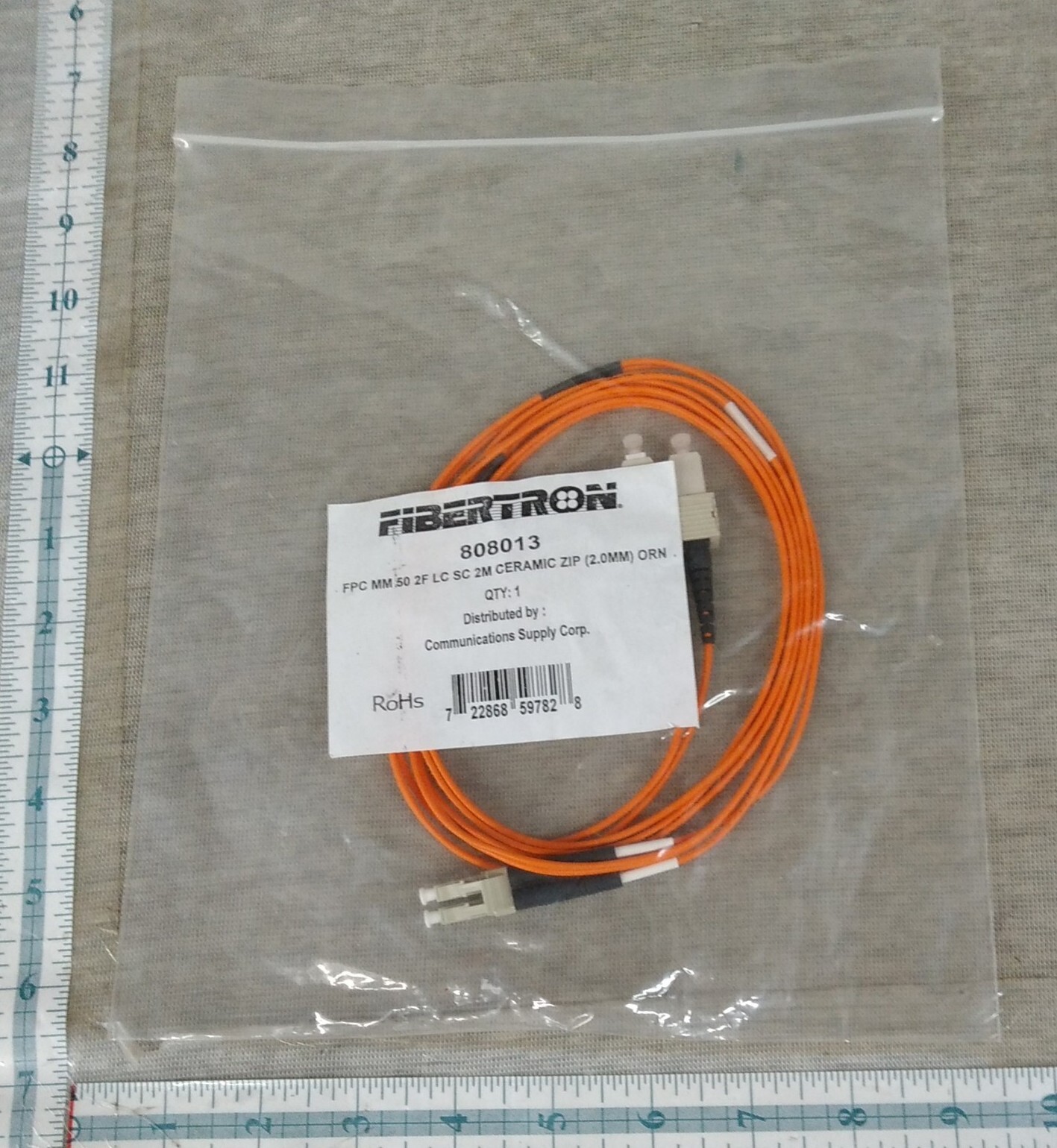NEW Fibertron #808013 FPC MM 50 2F LC ST 2M CERAMIC ZIP