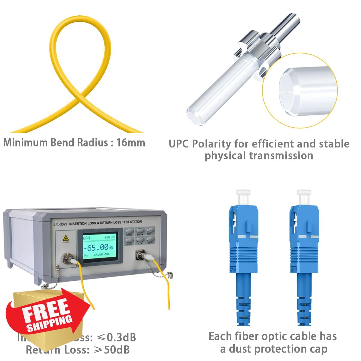 RamboCables SC to SC Fiber 6 ft OS2 Yellow