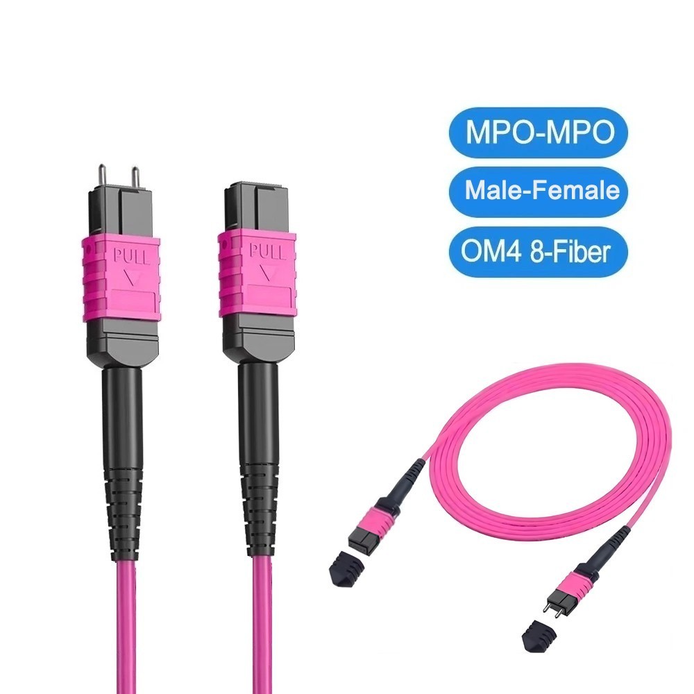 Fiber Optic Patch Cord MPO Male to MPO Female Type B OM4 8 / 12 Core Jumper lot