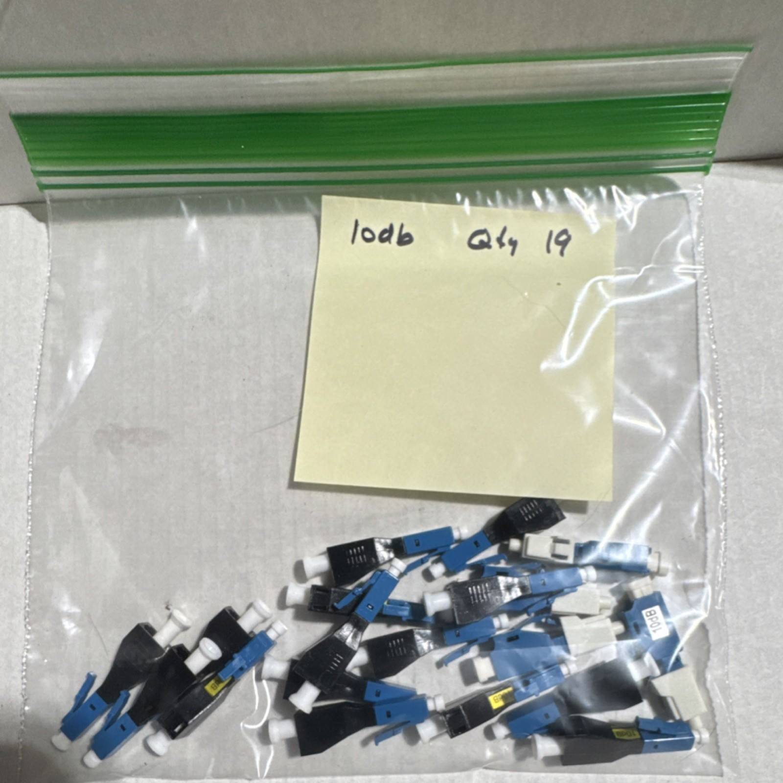 LC SM UPC Optical Fiber Cable Attenuator 10dB Blue/Black/White Lot of 19