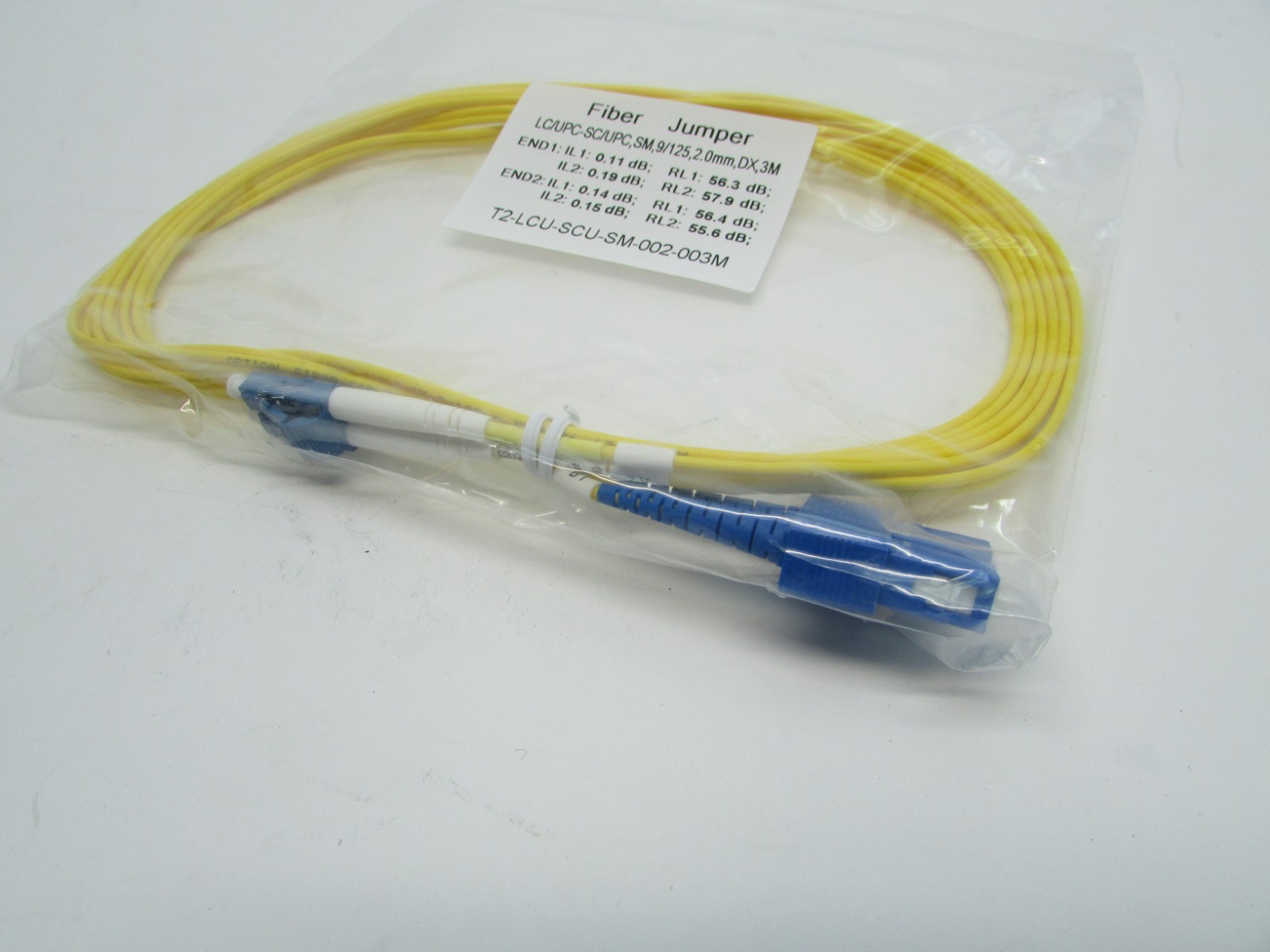 New 3M LC/UPC-SC/UPC SM 9/125 2.0mm Yellow Fiber Jumper