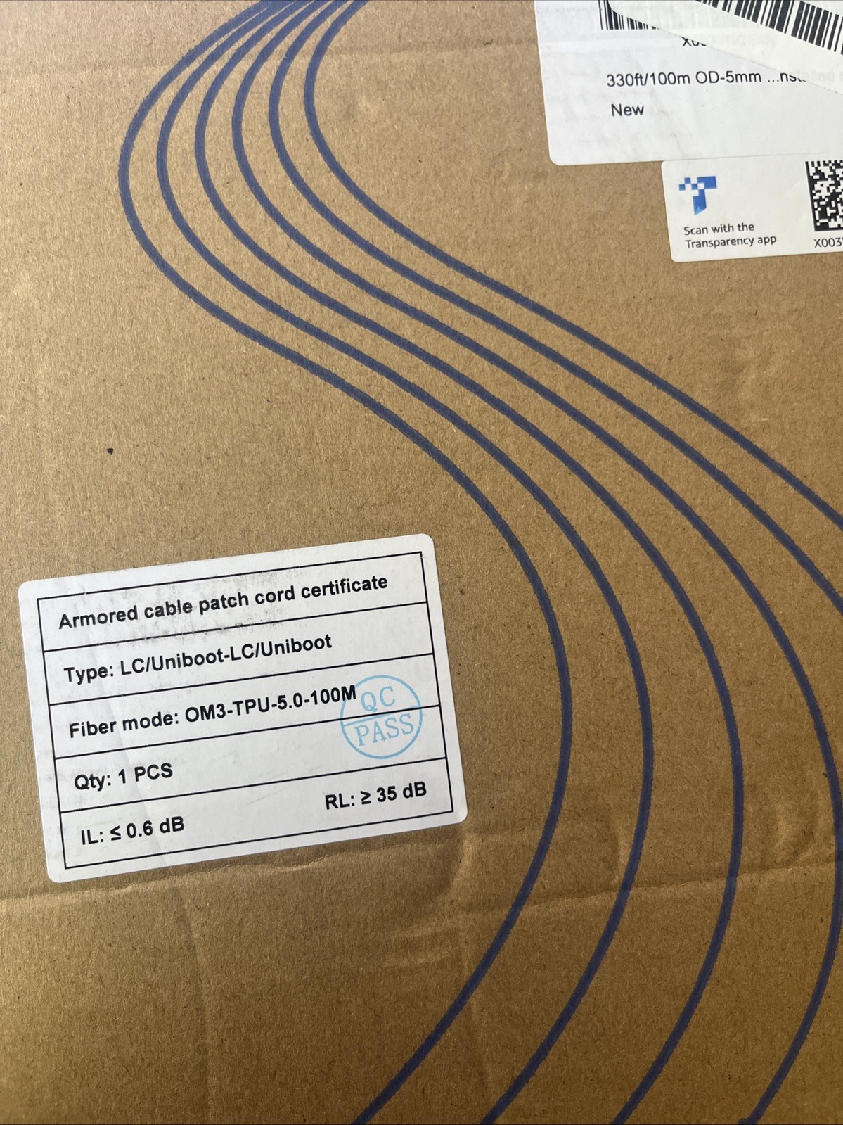 330Ft Outdoor Armored LC-LC Fiber Patch Cable, Duplex Multimode 40Gb OD-5mm