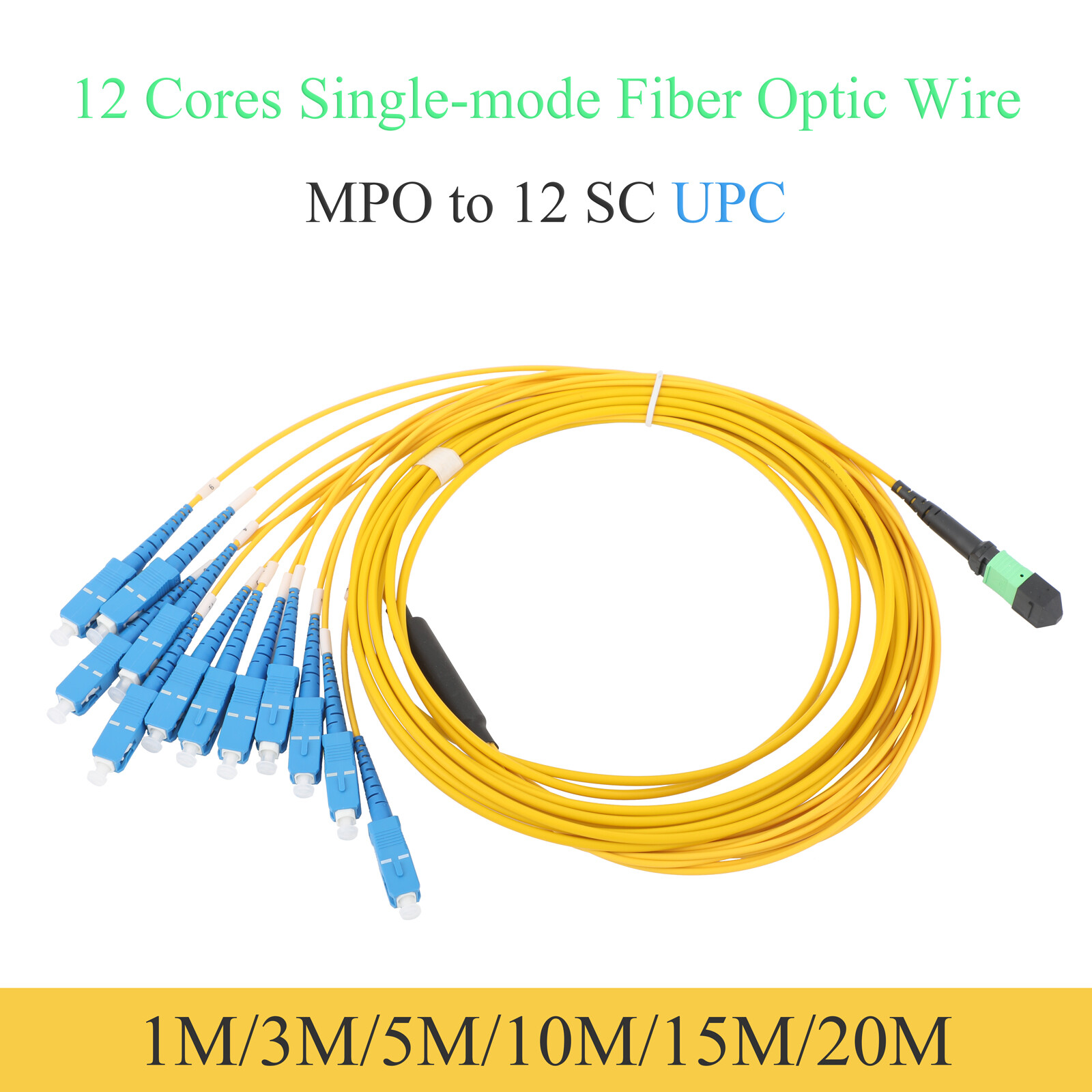 Single Mode 12-Core MPO/PC to 12SC/UPC Fiber Optic Patch Cable 1M~20M SM Jumpers