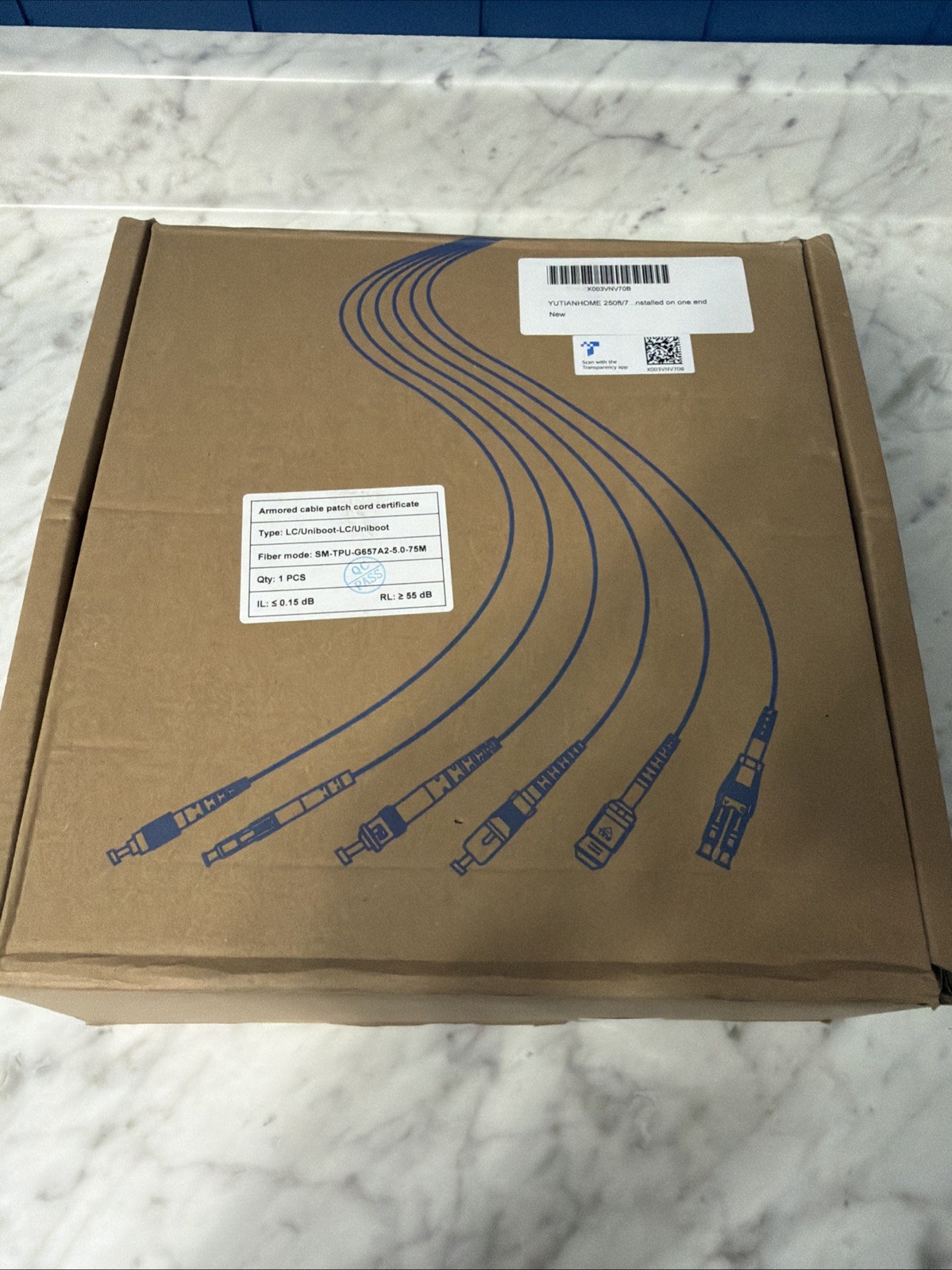 Yutianhome Fiber Optic Cable LC Uniboot OM3 TPU 5.0mm 75M, 246 FEET