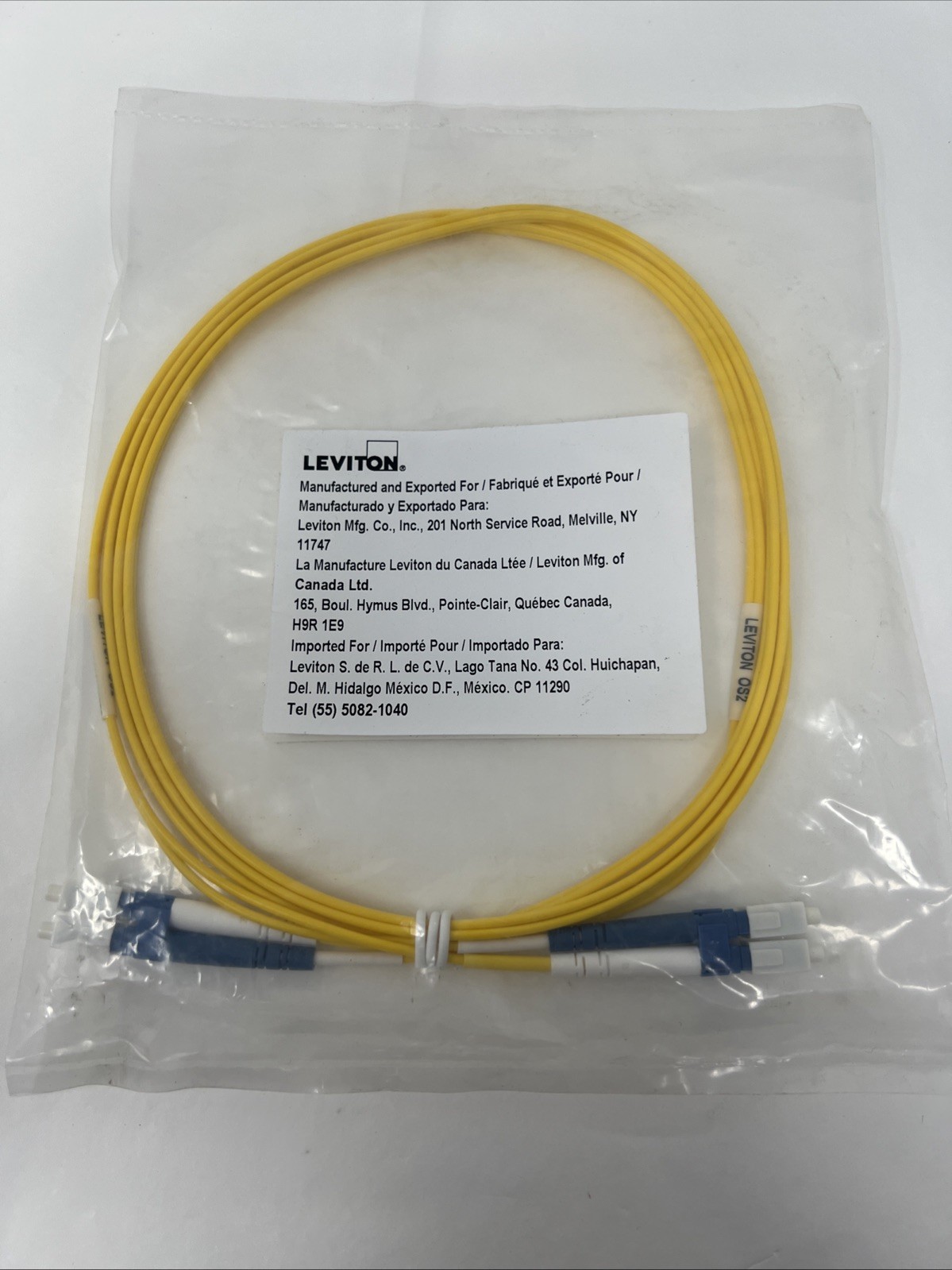 Leviton UPDLC-S02, 2 Meter, OFNR Duplex LC-LC Fiber Patch Cord Singlemode (OS2)