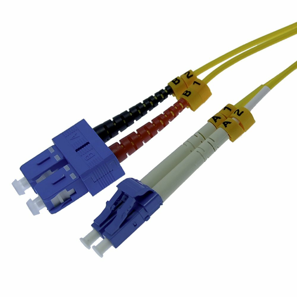 1 – 30M LC UPC to SC UPC Duplex Single Mode Fiber Optic OFNR Patch Cable Cord
