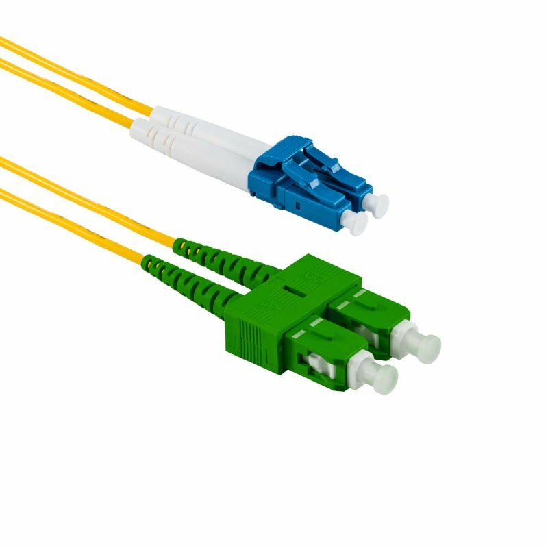 20 PACK LOT 1m LC(UPC)-SC(APC) Duplex 9/125 OS2 Singlemode Fiber Yellow OFNR 3FT