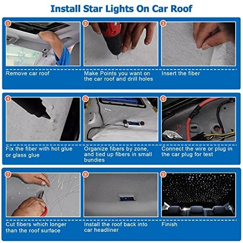 Fiber Optic Starlight Kit 16W Sound Activated 600pcs 9.8ft Cable Bluetooth APP