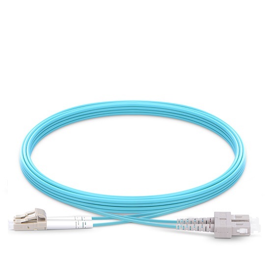 Lot of 10 1M LC- SC Duplex OM4 Multimode PVC 2.0mm Fiber Optic Cable- 5436