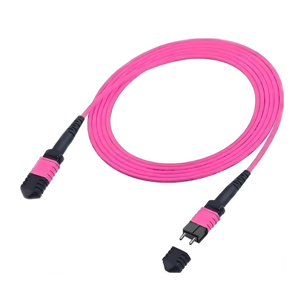 Fiber Optic Patch Cord MPO to MPO Male to Male Type B OM4 Cable 8 or 12 Core