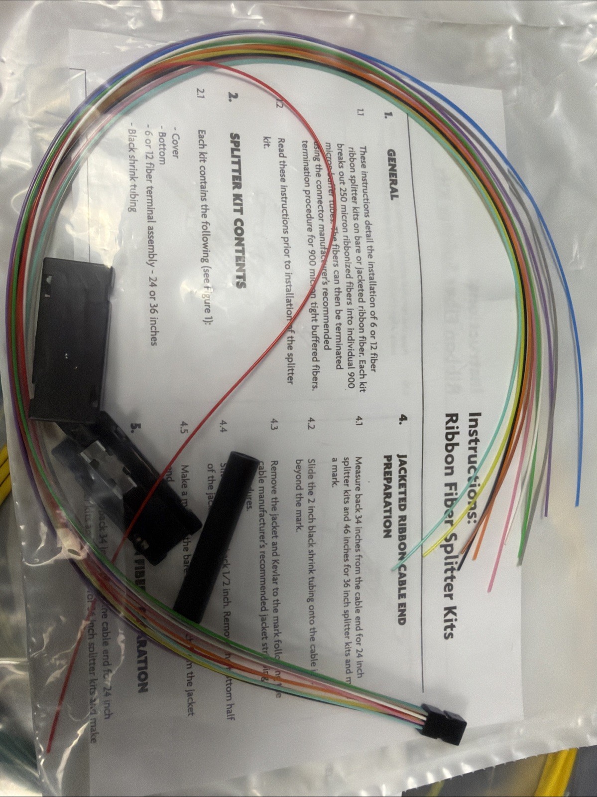 Opticonx Fiber Optic Installation Lot – UBK-96 Breakout Kit Splitters Tubbing Ca