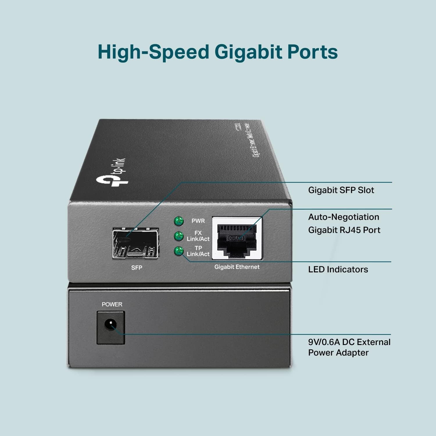 TP-Link MC220L Gigabit Ethernet RJ45 SFP RJ45 Fiber Media Converter