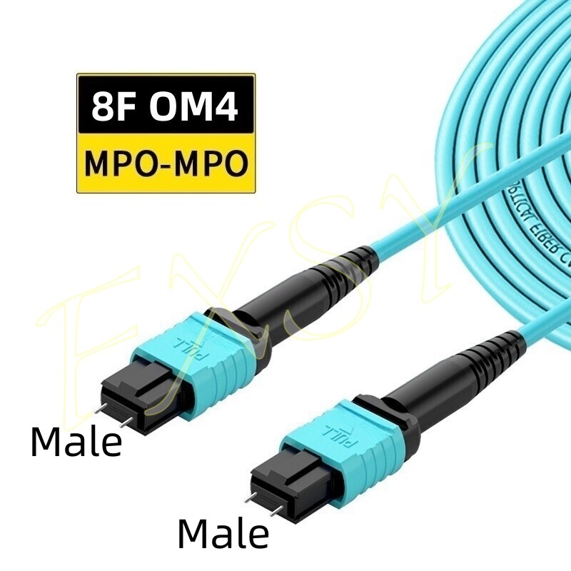 1-40M MPO/Male to MPO/Male OM4 8|12F Optical Fiber Jumper Patch Cord Cable lot