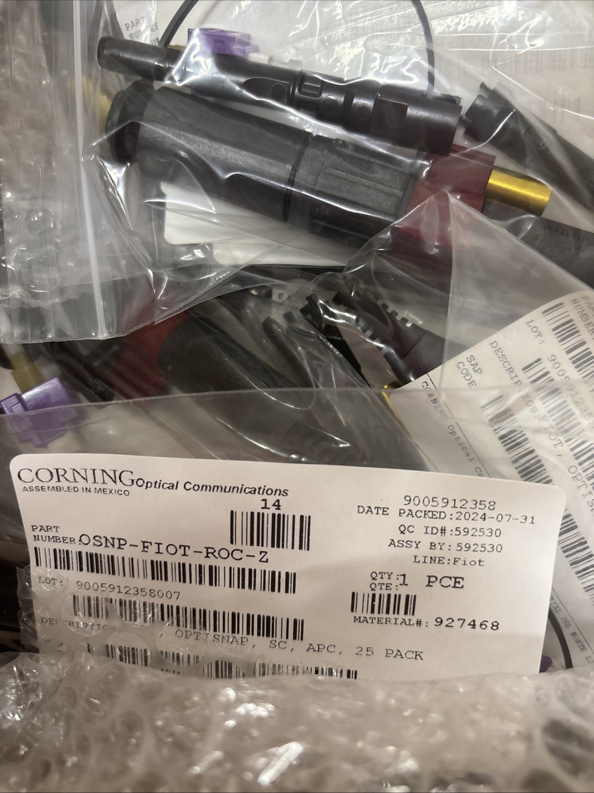 Case of 25 CORNING OptiTap OSNP-FIOT-ROC-Z Field Installable Connectors SC