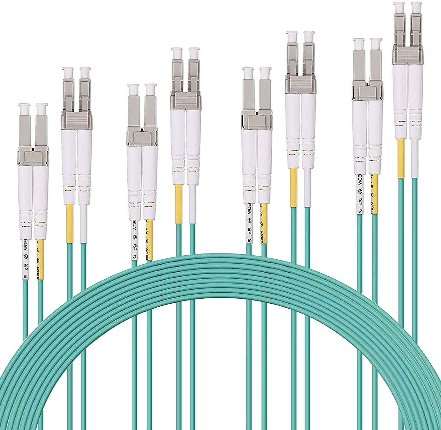 4 PCS OM3 LC to LC Fiber Optic Cable, Multi-mode Duplex UPC 6.5 ft.