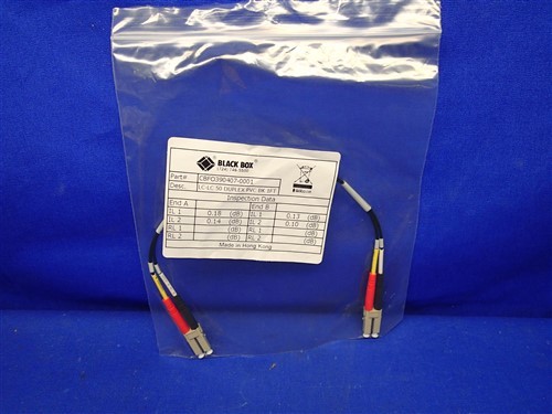 BLACK BOX CBFO390407-0001 LC-LC 50 DUPLEX PVC BK 1FT FIBER OPTIC CABLE NEW