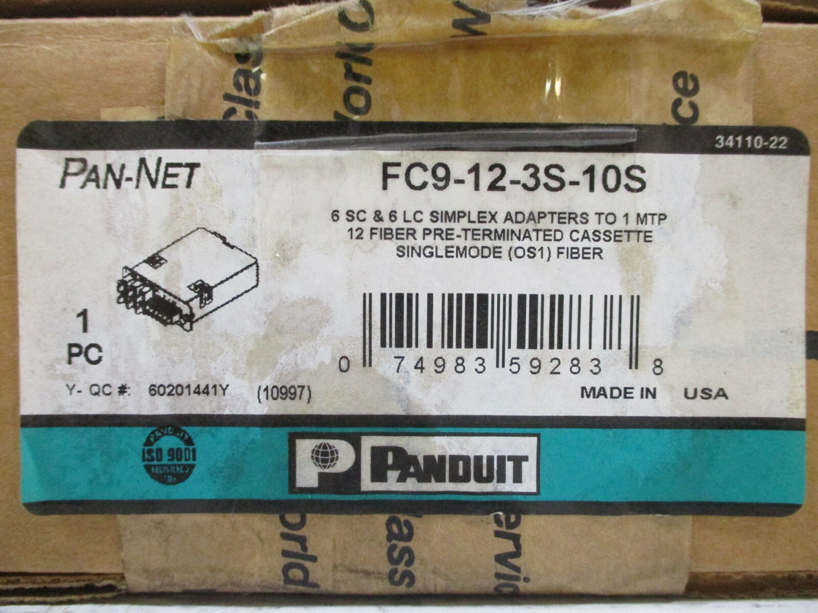 NEW Panduit FC9-12-3S-10S Fiber Optic Cassette 6-SC 6-LC Simplex Adapters