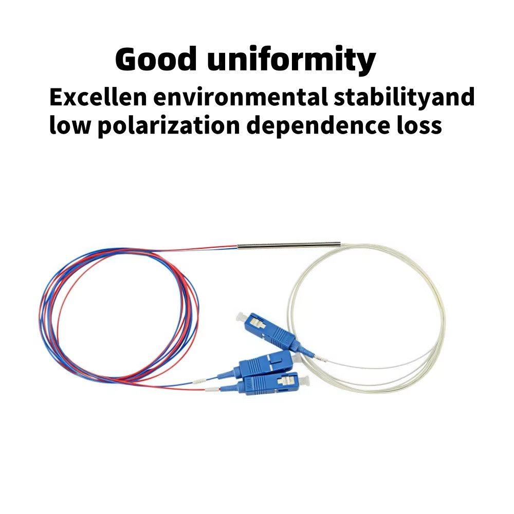 10pcs 1×2 FBT Fiber Optic Splitter Steel Round Tube SC UPC Mini Splitter 0.9mm