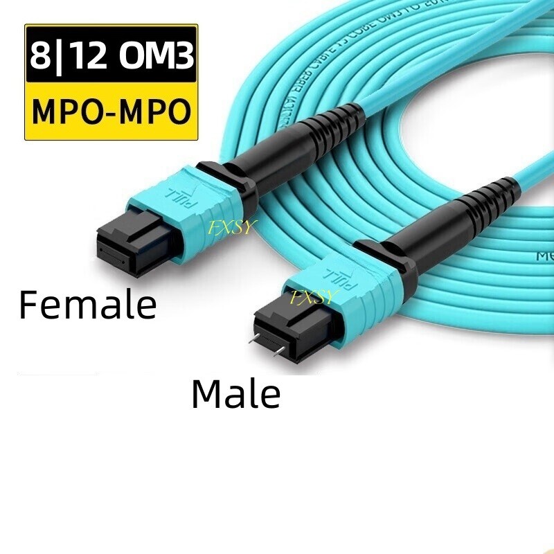 1-40M MPO/PC Male to MPO/PC Female OM3 8|12 Core Type B Fiber Optical Patch Cord
