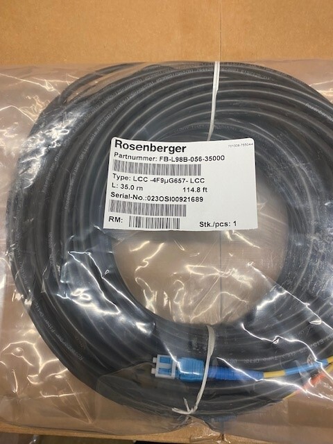FB-L98B-056-35000 Rosenberger 35M Rugged In/Outdoor OFNR 4-Fiber Dual Jumper
