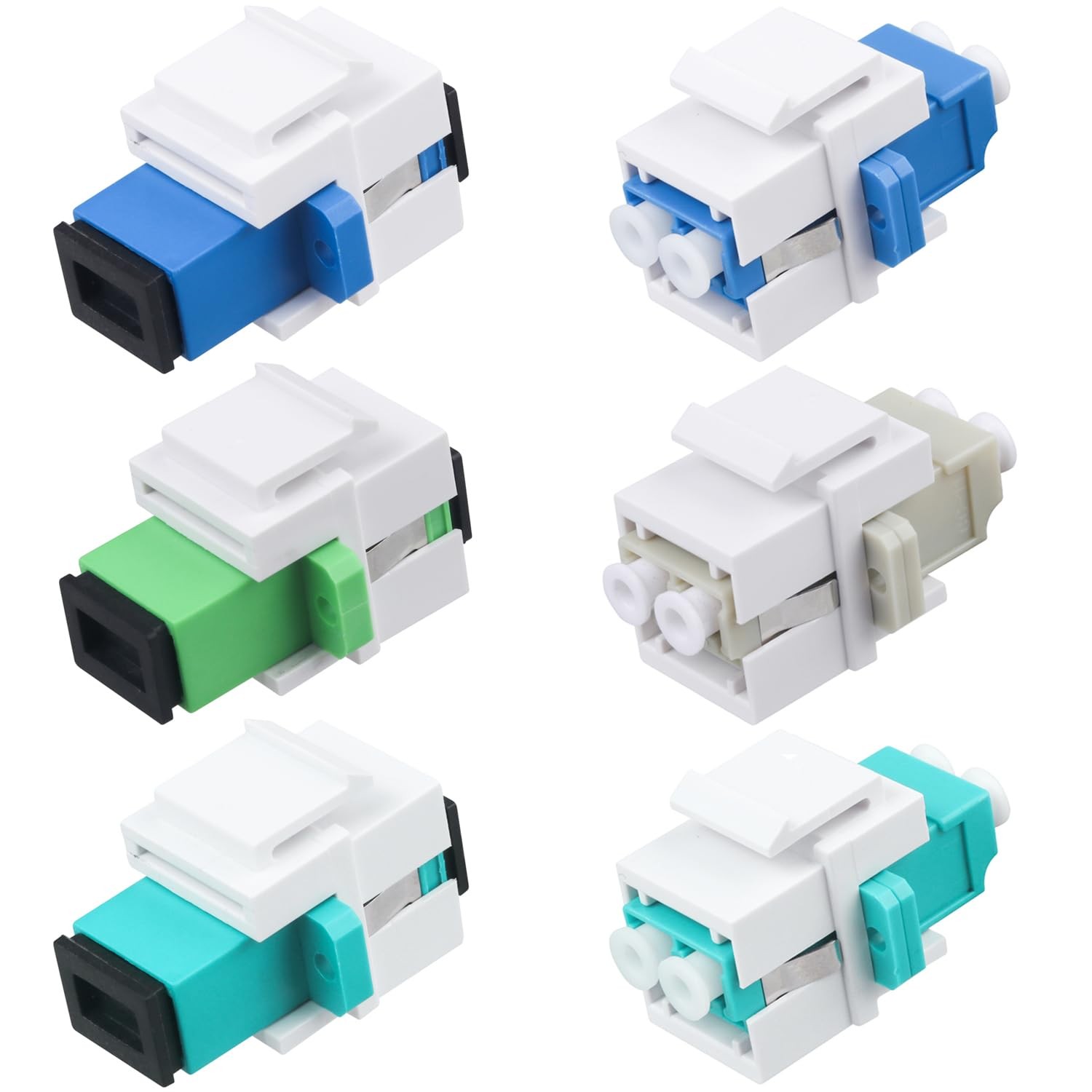 12 PCS Fiber Optic Coupler Keystone Jack Wall Plate Insert Fits LC/SC Duplex