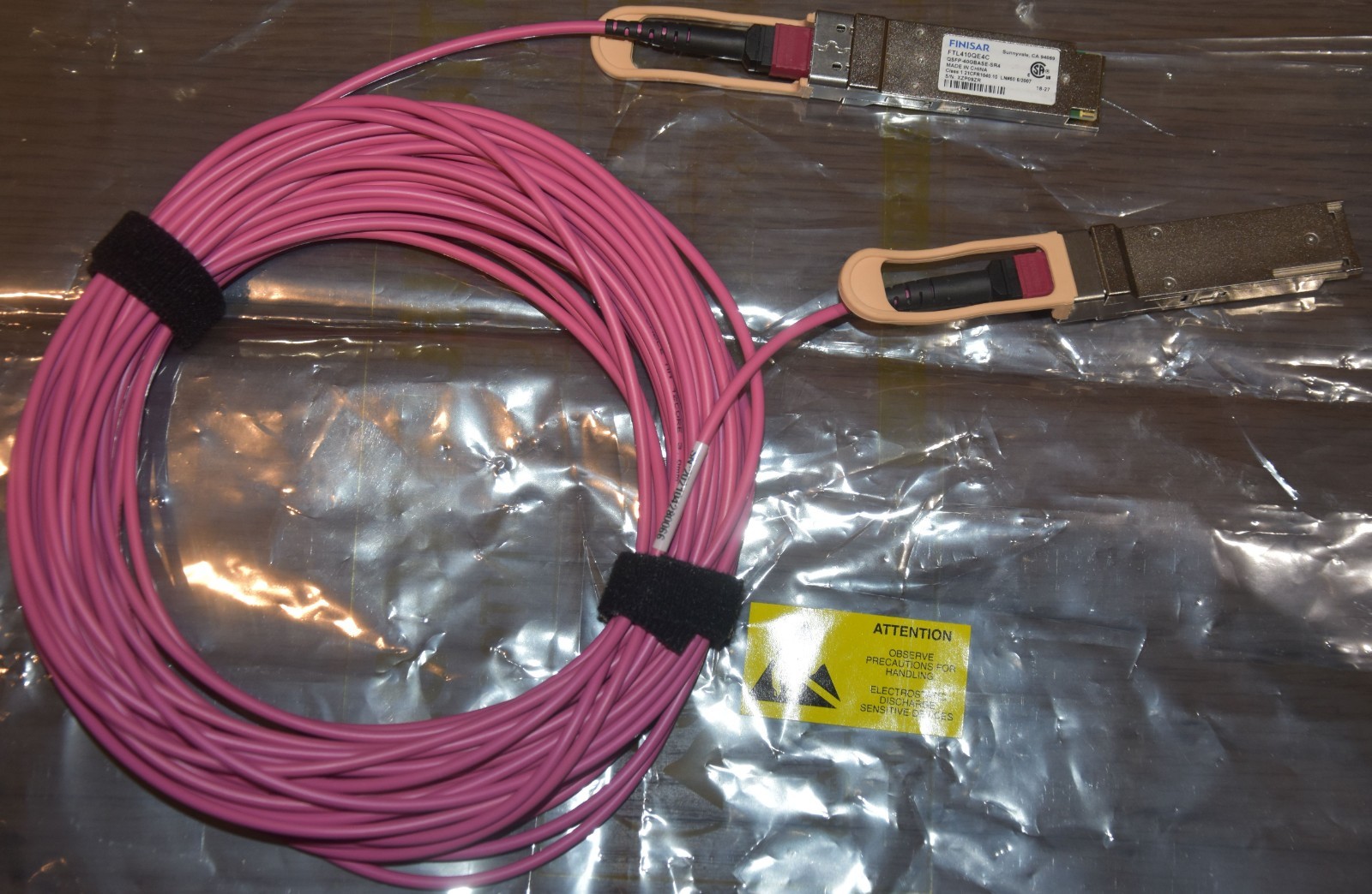 46 FT MTP F / MTP F 12 Core OM4 50/125 Multimode Fiber with 2 Finisar QSFPs
