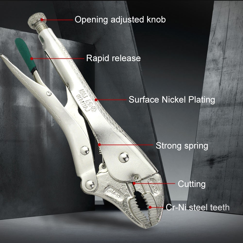 Locking Pliers Steel Round Nose Welding Tool Straight Jaw Lock Mole Pliers Vice