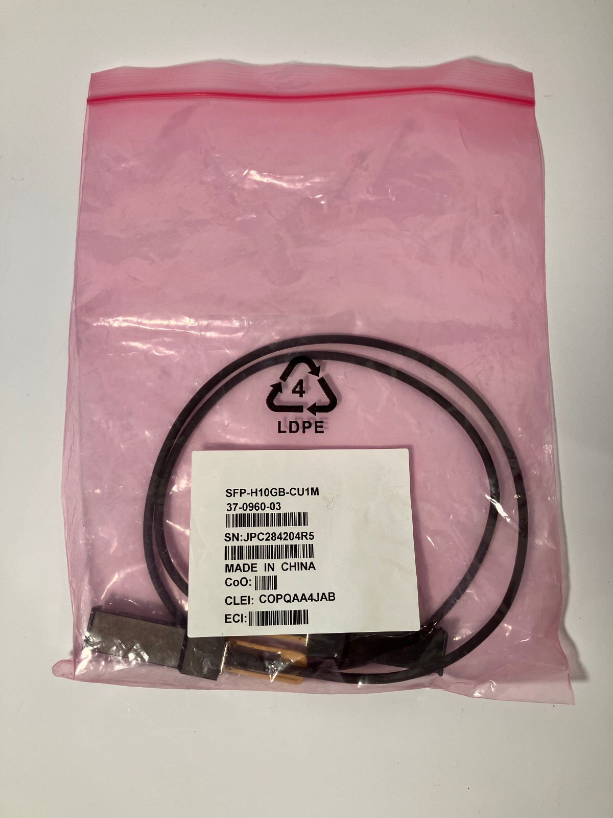 Lot of 2 Genuine CISCO SFP-H10GB-CU1M 10GBASE-CU SFP+ Cable 1M 37-0960-03 NEW