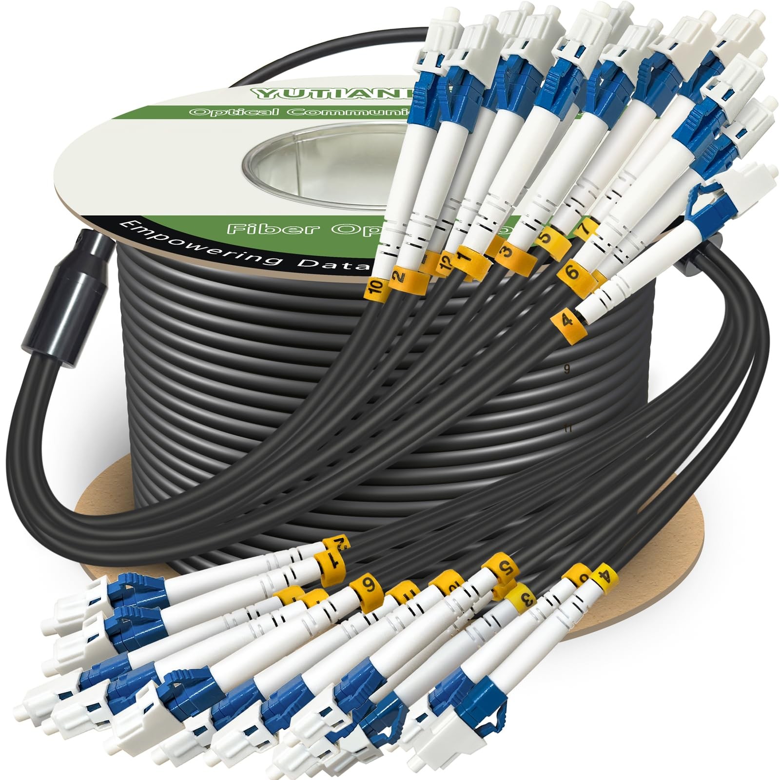 75m LC to LC 12 Core OS2 Single Mode Armored Fiber Optic Cable 9/125um