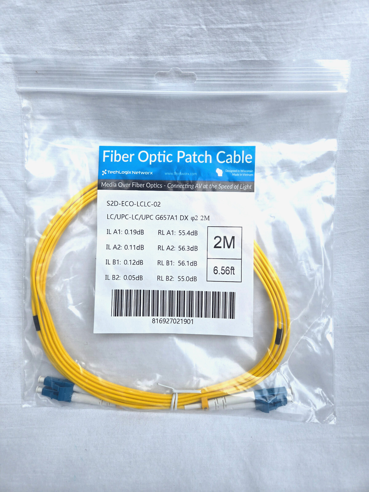 TechLogix Networx S2D-ECO-LCLC-02, 2m, Duplex Single, OS2 2.0mm LC to LC UPC