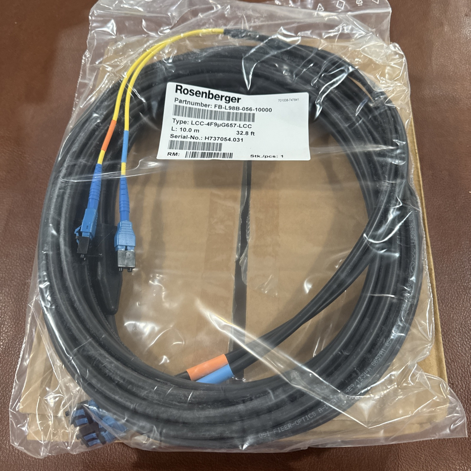 Rosenberger FB-L98B-056-10000 32.8ft Fiber Jumper Cable Type LCC 10M