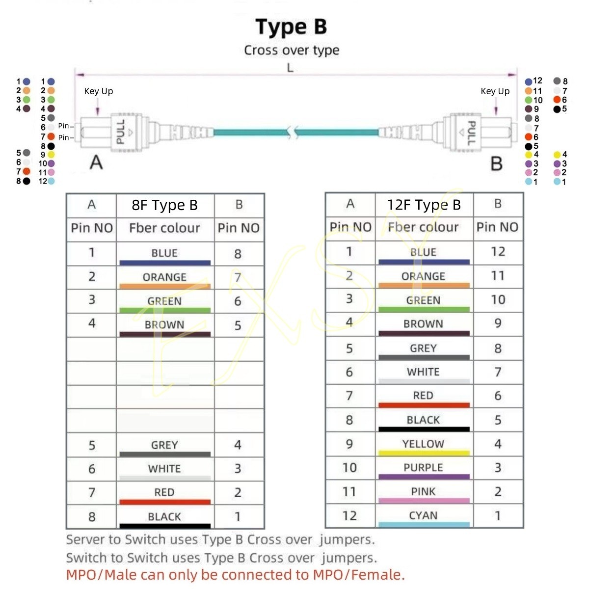 1-40M MPO/Male to MPO/Female OM3 8|12core Optical Fiber Patch Cord Jumper Cable