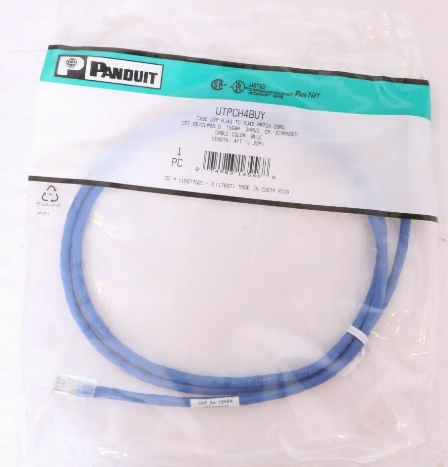 NEW Lot of 10 Panduit Pan-Net 4ft POWERSUM+ CAT 5e Class D Patch Cords UTPCH4BUY