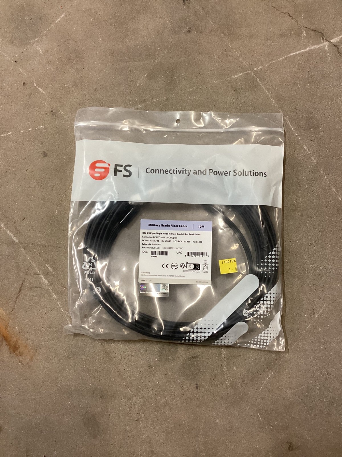 FS 9/125 LC/UPC – LC/UPC Military Armored Outdoor Patch Cable Duplex 10M 106589