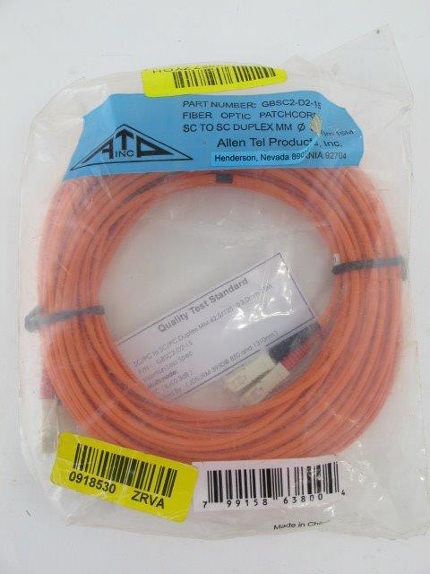 49ft Allen Tel GBSC2-D2-15 Fiber Optic Cable SC To SC Duplex Patch Cord MultiMod