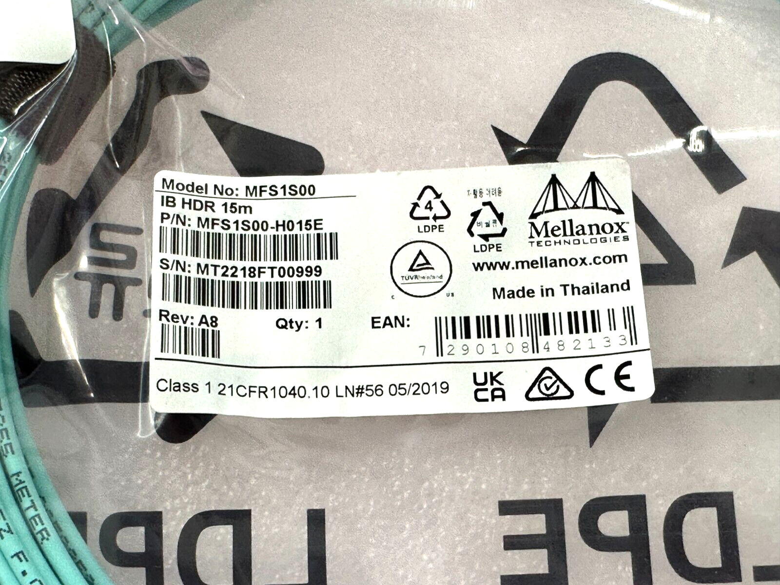 NEW SEALED Mellanox 15M InfiniBand HDR QSFP56 Optical Cable MFS1S00-H015E