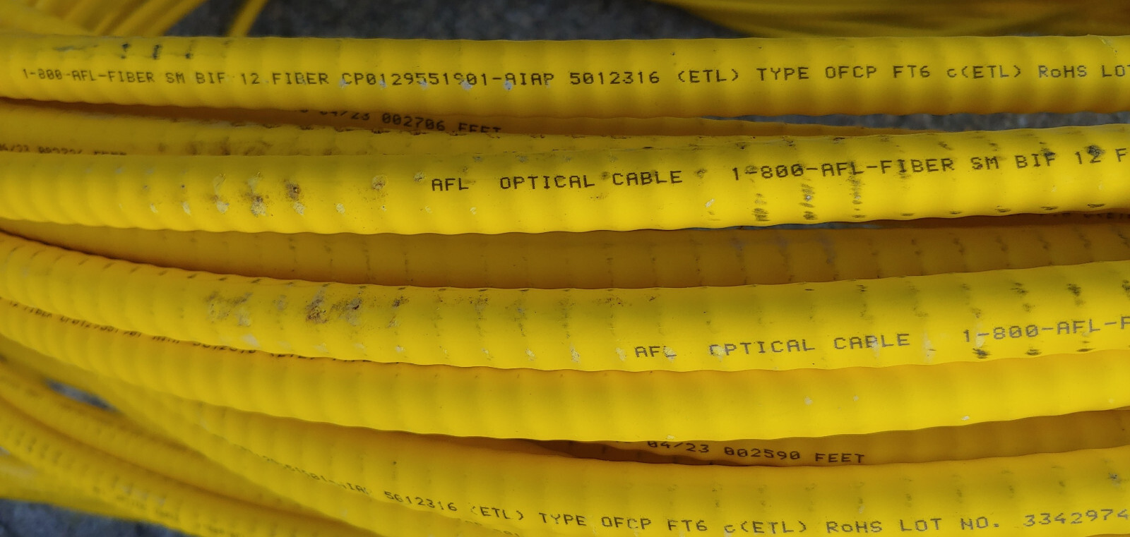 10′ AFL 12 Fiber Singlemode Armored Tight Buffered Indoor Plenum FiberOpticCable