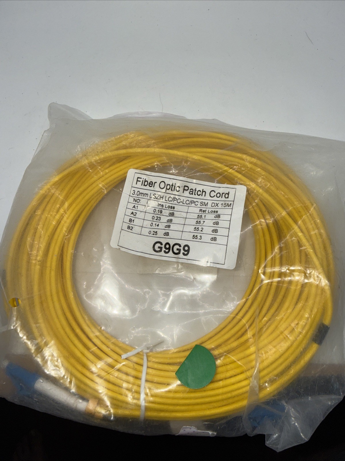 Fiber Optic Patch Cord 49 Ft Duplex Multi Mode 15 Meter A14