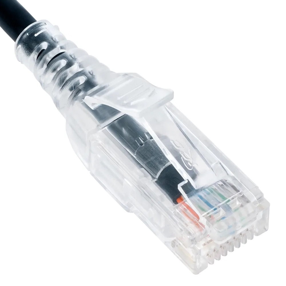 ICC Patch Cord Cat 6 Slim Clear 20ft Black TDICC-ICPCSH20BK Telecommunication