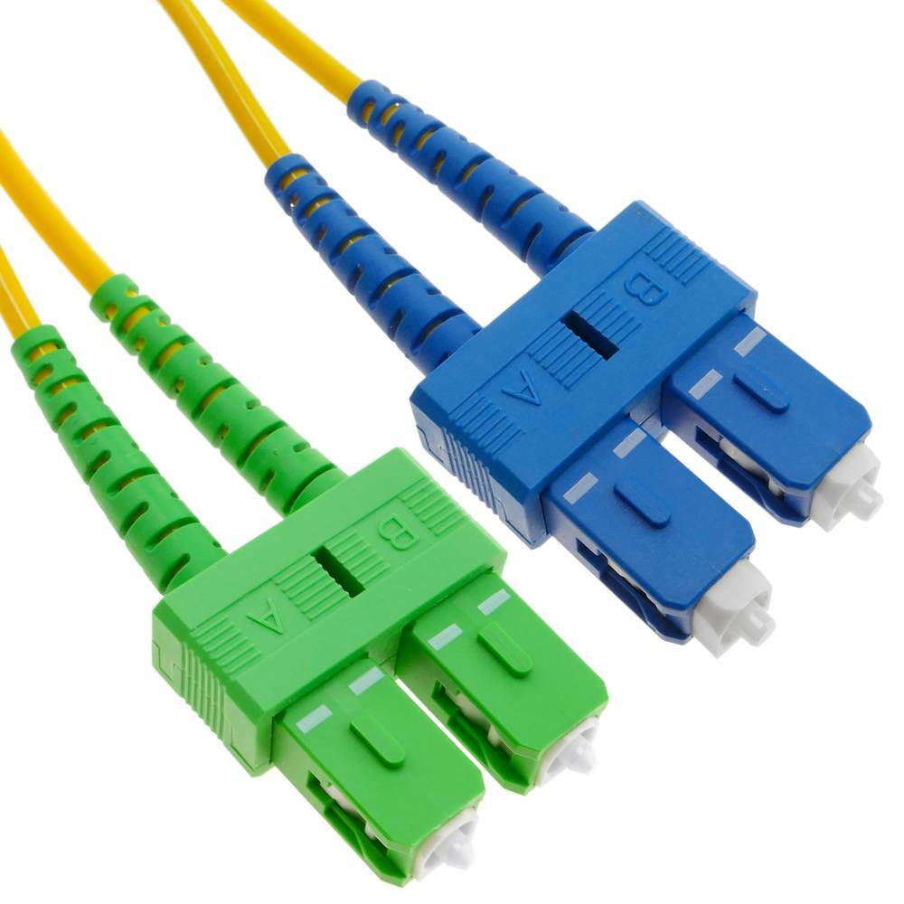 3m SC(UPC)-SC(APC) Duplex 9/125 OS2 Singlemode Fiber Cable Yellow OFNR 10FT