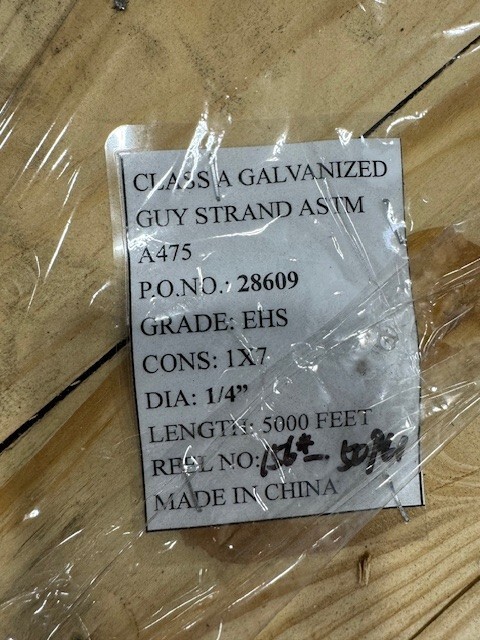 Guy Strand/Wire EHS 1/4″ Class A (NON-DOMESTIC) – 5,000 Foot Reels