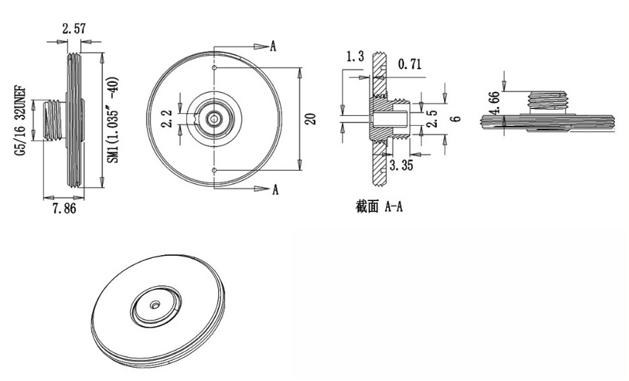 SM1-FC25 SM05-FC25 SMB-FC25 Fiber Adapter withFC/PC Flange and SM Thread Coupler