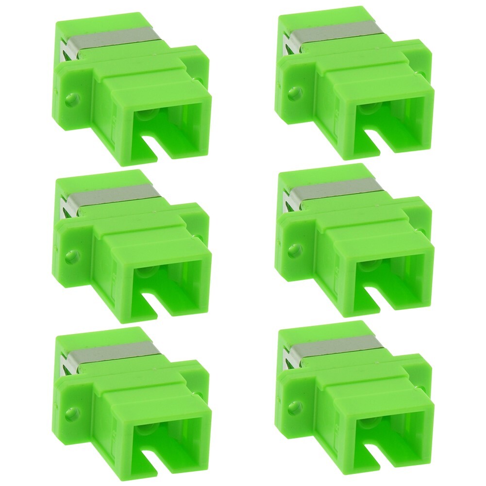 6x SC APC Simplex Singlemode Flange Fiber Optic Coupler Adapter Connector Green