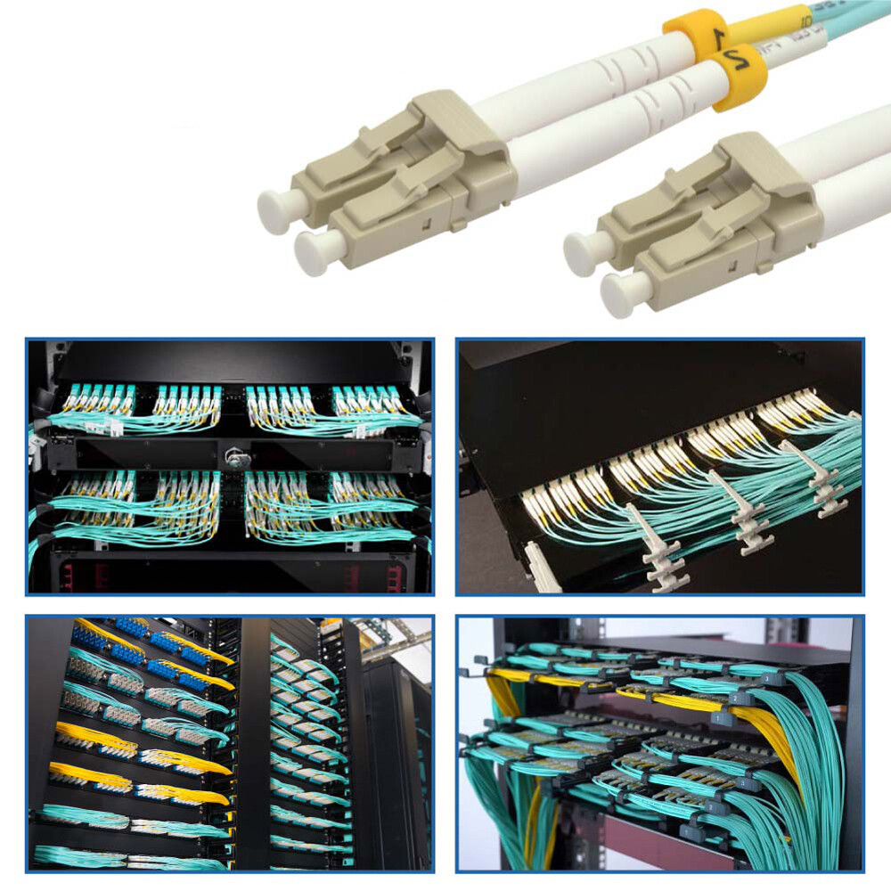 1-30M LC-LC Duplex 50/125 OM4 Multimode OFNR 2.0mm Aqua Fiber Optic Patch Cable.