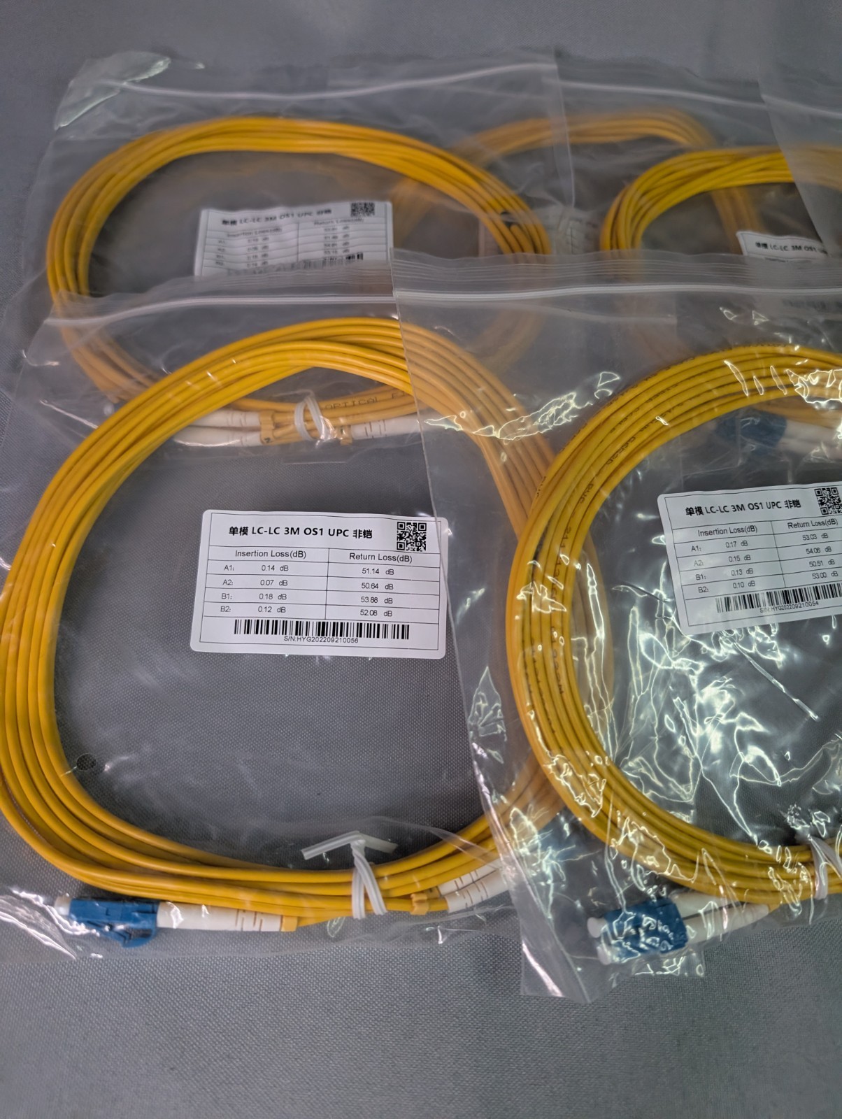 LC-LC UPC Fiber Optic Patch Cable 3M Lot Of 9 Duplex Yellow