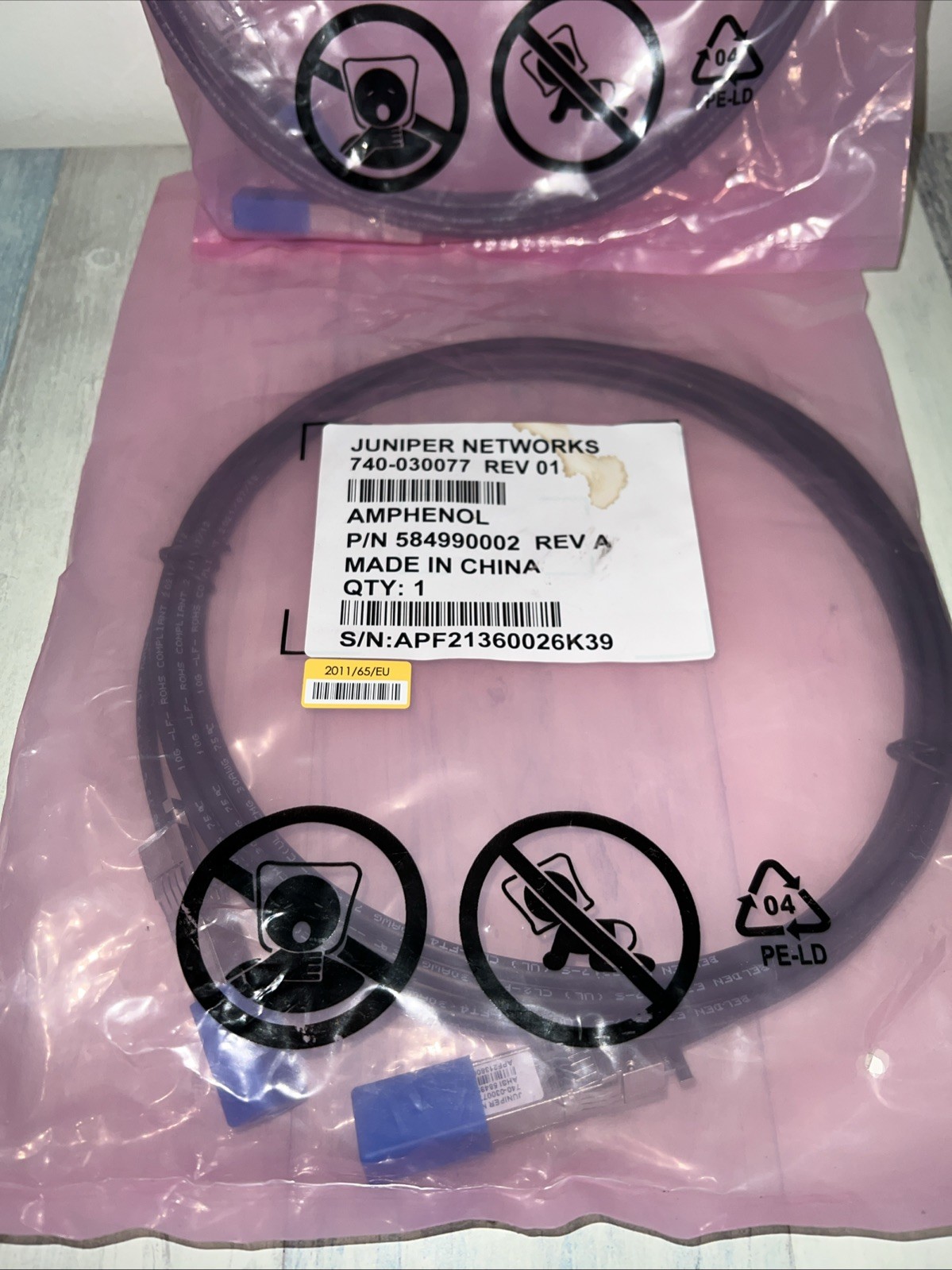 OEM Juniper 740-030077 10GbE Gigabit SFP+ 10ft Direct Attach Copper Cable